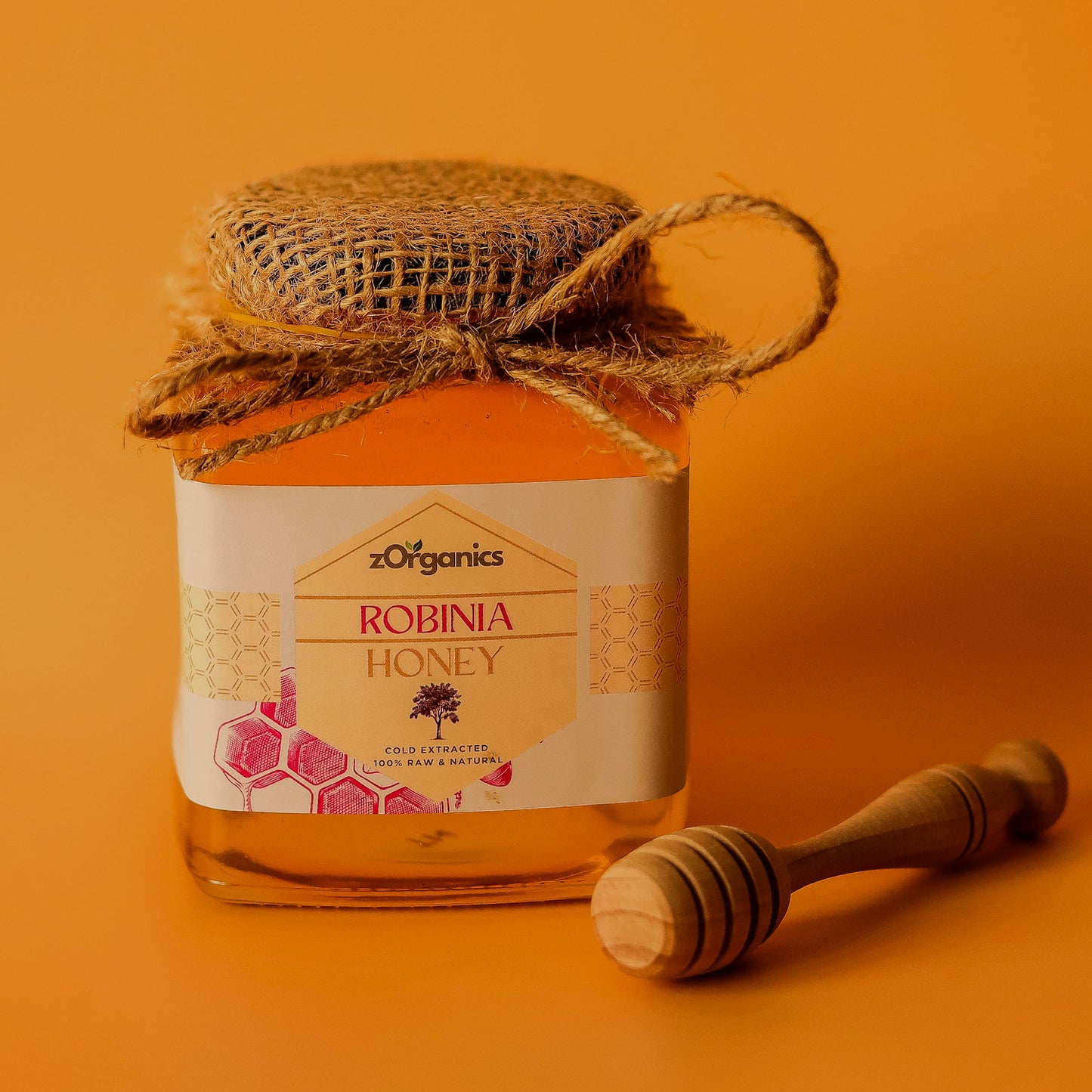 Jar of Raw Organic Robinia Honey