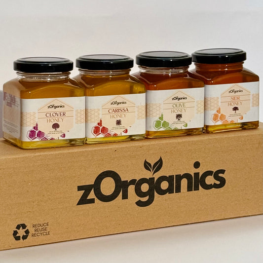 Jars of honey with different flavours