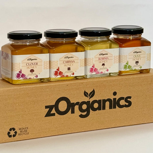 Jars of honey with different flavours